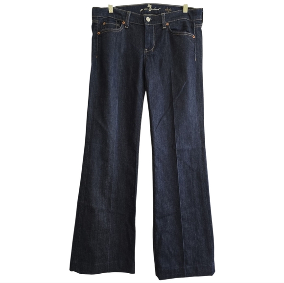 Seven For All Mankind Dojo Jeans Dark Wash Wide Leg Denim Size 30 Low/Mid Rise - Picture 2 of 8